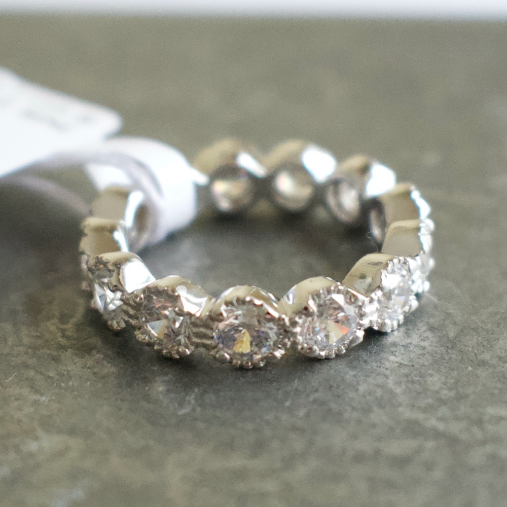 White Cubic Zirconia SS Ring